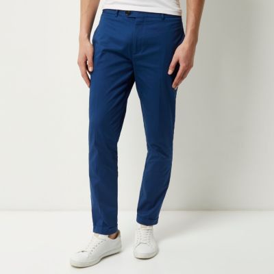 Blue cropped skinny trousers